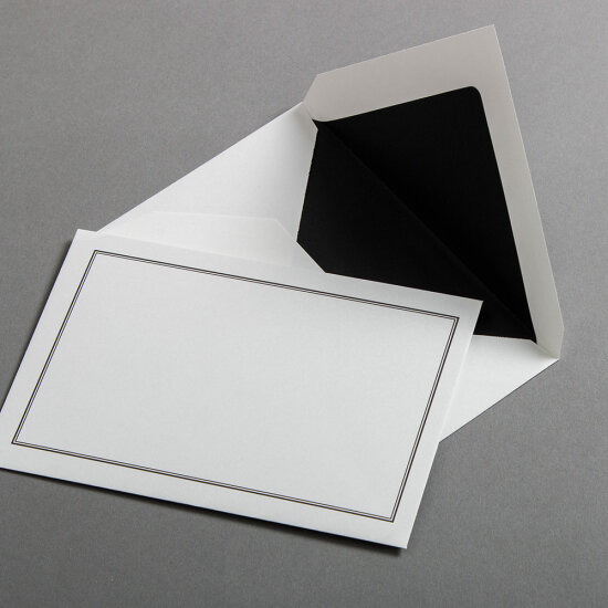 Bütten Trauerhülle 118 x 182 mm - Futter schwarz - Doppelrahmen